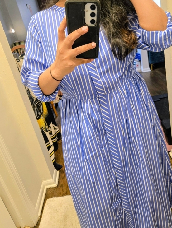 Free Assembly Dresses & Skirts - Blue and White Striped Maxi Shirt Dress
